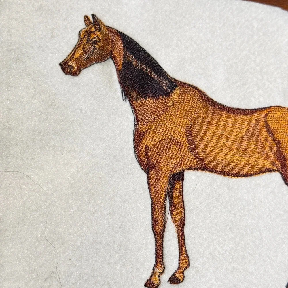 Vintage Arabian & Thoroughbred Horse Handmade Embroidery Sew On - Lot of 2